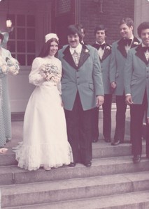 Peter and Kathy Wedding steps July 1974.jpg